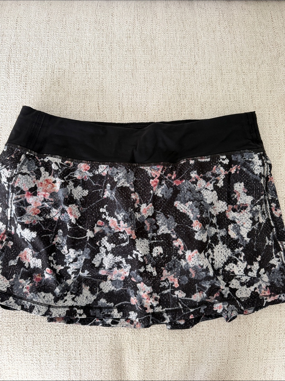 Lululemon Black Floral Athletic Skort with Pink and Gray Print